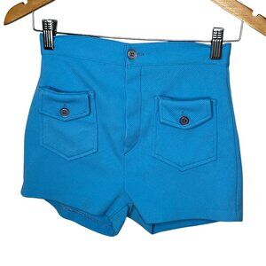 Vintage RARE Miss Holly Knit Shorts Girls Size 12 Blue Polyester Pockets 60-70s
